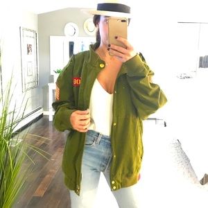 COOGI green patch logo embroidery bomber jacket LG